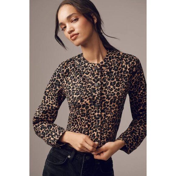 Anthropologie Jackets & Blazers - Anthropologie Cora Patch Pocket Jacket Maeve Leopard Animal Print Size XS Blazer